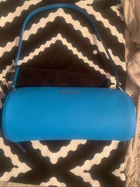 Michael Kors Bright Blue Pebbled Leather Mini Shoulder Bag